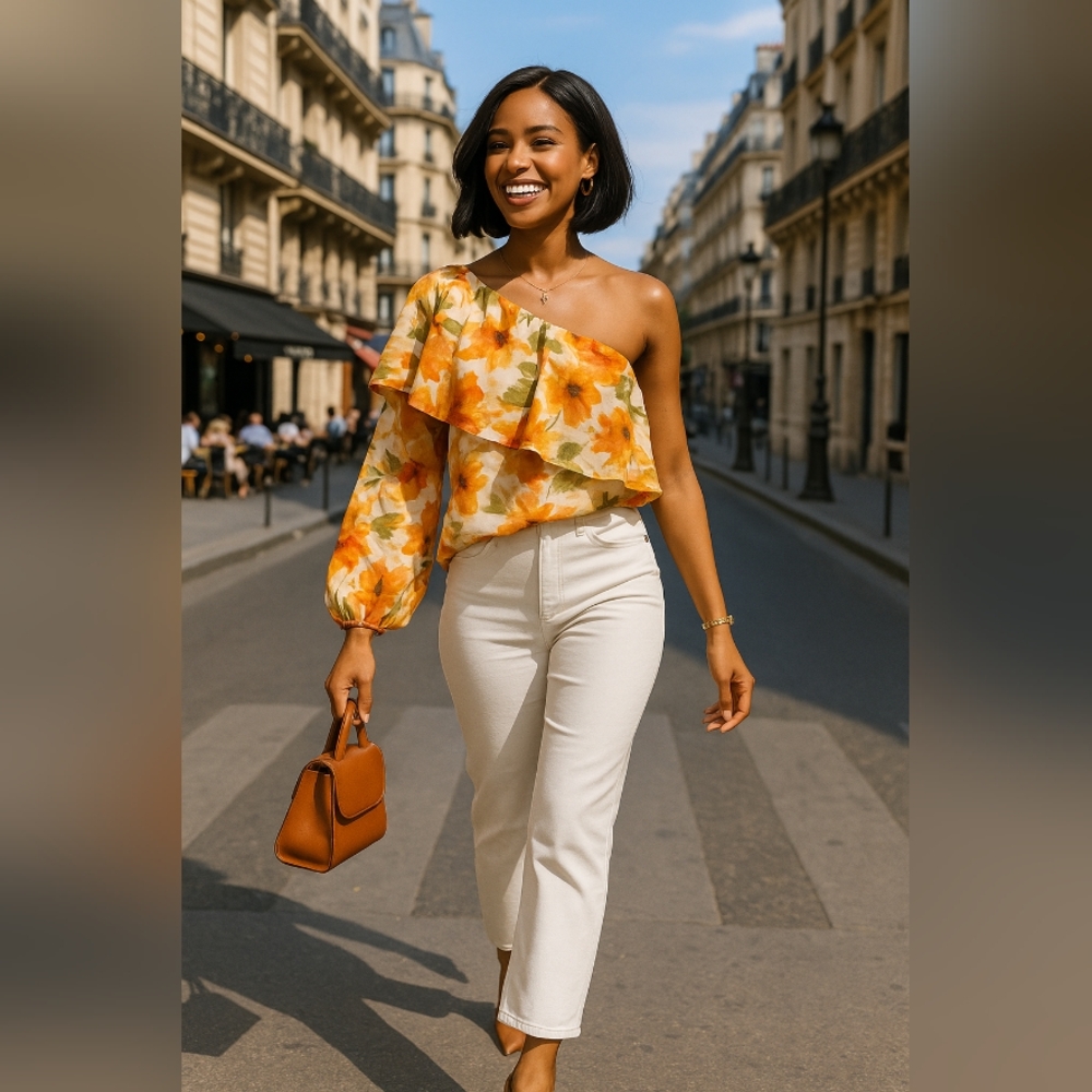 🏵🌸Floral One-Shoulder Blouse🌸🏵